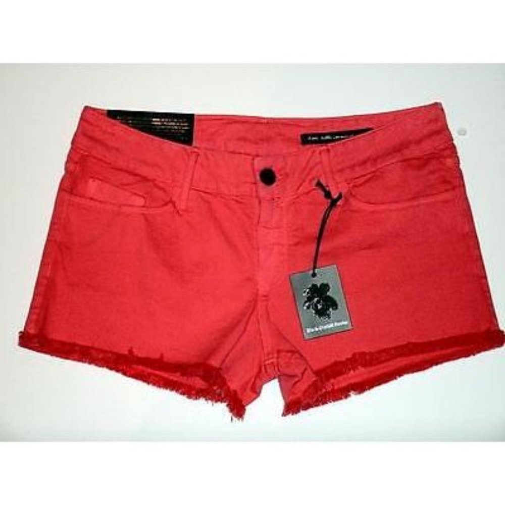 BLACK ORCHID Los Angeles Denim BLACK  STAR Shorts RED 5-Pocket CUT-OFFS 29